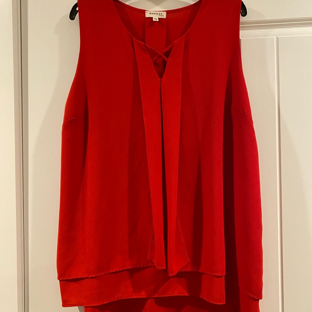 1X red Monteau sleeveless top